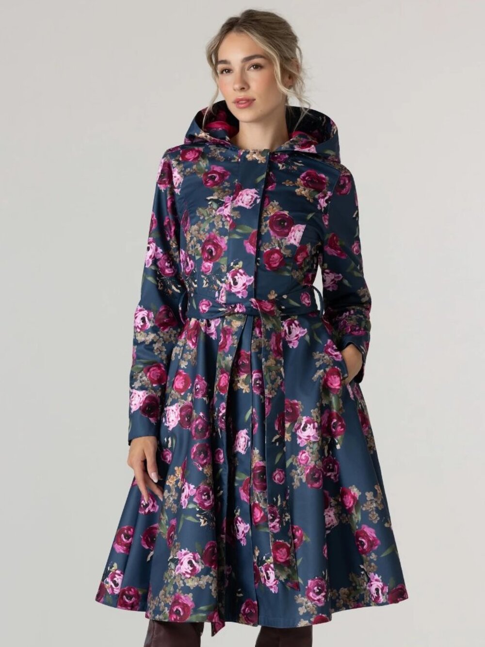 Rain Sisters Misty Rose Fit and Flare Coat
